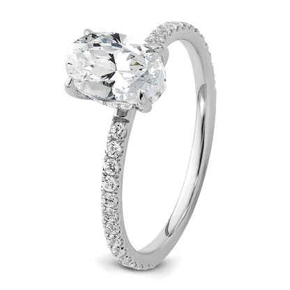 14k White Gold 1/3 carat Lab Grown Diamond VS/SI+ G+ 1 carat center Flair Oval Semi Mount Engagement Ring