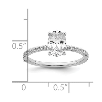 14k White Gold 1/3 carat Lab Grown Diamond VS/SI+ G+ 1 carat center Flair Oval Semi Mount Engagement Ring