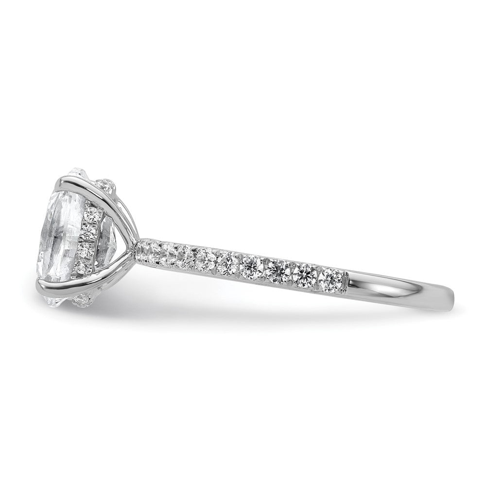 14k White Gold 3/8 carat Lab Grown Diamond VS/SI+ G+ 1 1/2 carat center Flair Oval Semi Mount Engagement Ring