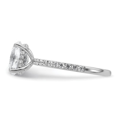 14k White Gold 3/8 carat Lab Grown Diamond VS/SI+ G+ 1 1/2 carat center Flair Oval Semi Mount Engagement Ring