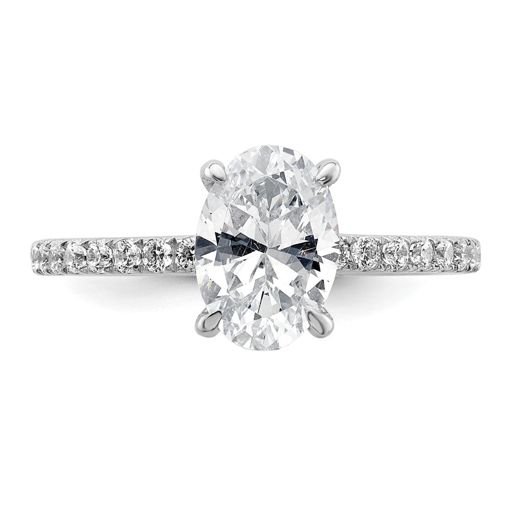 14k White Gold 3/8 carat Lab Grown Diamond VS/SI+ G+ 1 1/2 carat center Flair Oval Semi Mount Engagement Ring