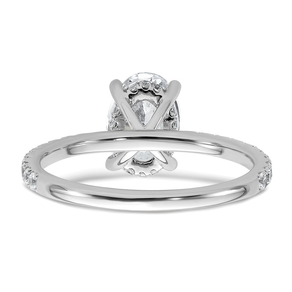 14k White Gold 3/8 carat Lab Grown Diamond VS/SI+ G+ 1 1/2 carat center Flair Oval Semi Mount Engagement Ring