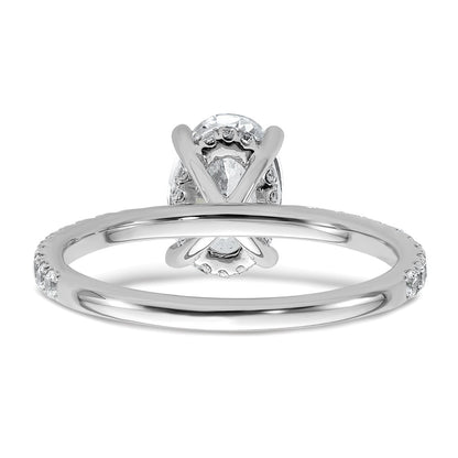 14k White Gold 3/8 carat Lab Grown Diamond VS/SI+ G+ 1 1/2 carat center Flair Oval Semi Mount Engagement Ring