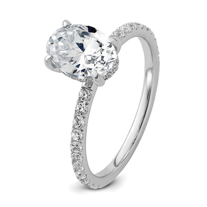 14k White Gold 3/8 carat Lab Grown Diamond VS/SI+ G+ 1 1/2 carat center Flair Oval Semi Mount Engagement Ring