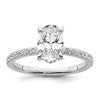 14k White Gold 3/8 carat Lab Grown Diamond VS/SI+ G+ 1 1/2 carat center Flair Oval Semi Mount Engagement Ring