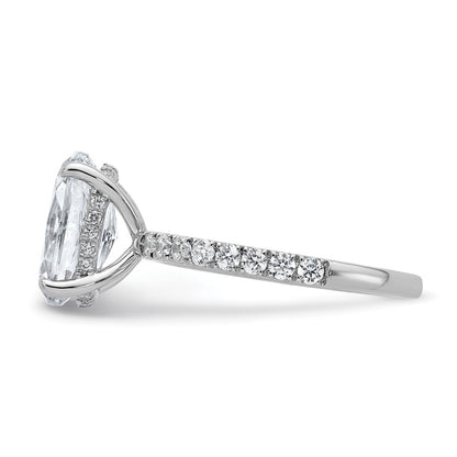 14k White Gold 1/2 carat Lab Grown Diamond VS/SI+ G+ 3 carat center Flair Oval Semi Mount Engagement Ring