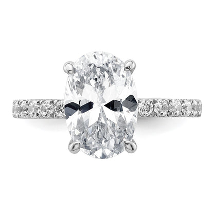 14k White Gold 1/2 carat Lab Grown Diamond VS/SI+ G+ 3 carat center Flair Oval Semi Mount Engagement Ring