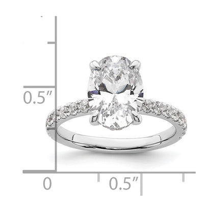 14k White Gold 1/2 carat Lab Grown Diamond VS/SI+ G+ 3 carat center Flair Oval Semi Mount Engagement Ring
