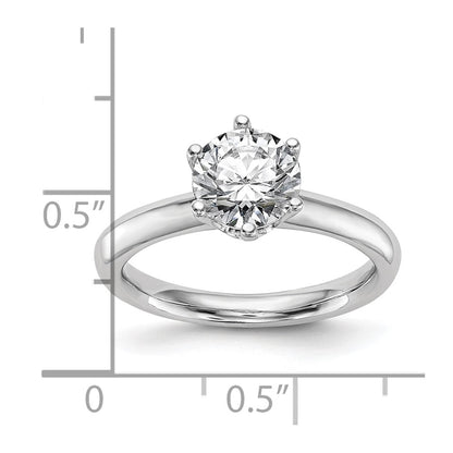 14k White Gold Six-Prong 1 carat center Round Solitaire Engagement Ring Mounting