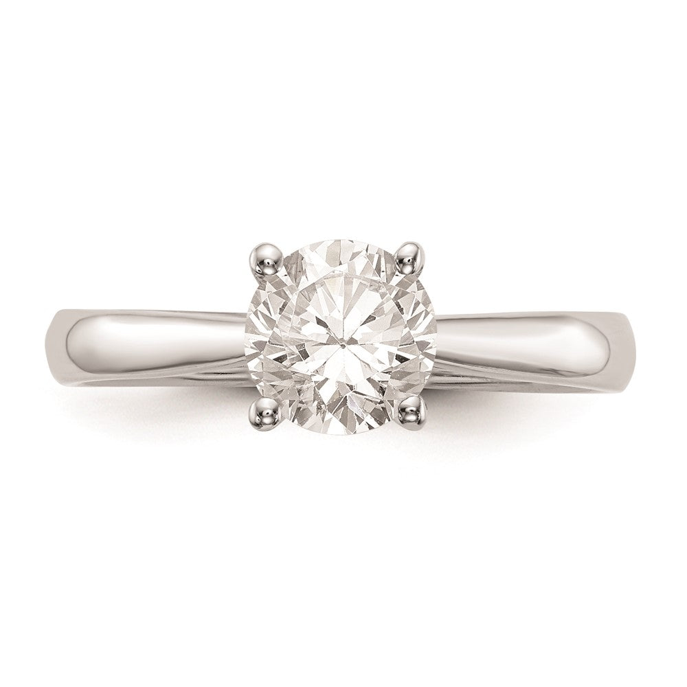 14k White Gold 1 carat (6.50 mm) 4-Prong with Heart Round Solitaire Engagement Ring Mounting