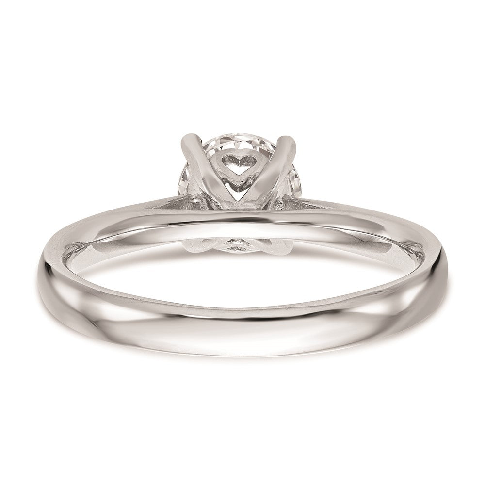 14k White Gold 1 carat (6.50 mm) 4-Prong with Heart Round Solitaire Engagement Ring Mounting