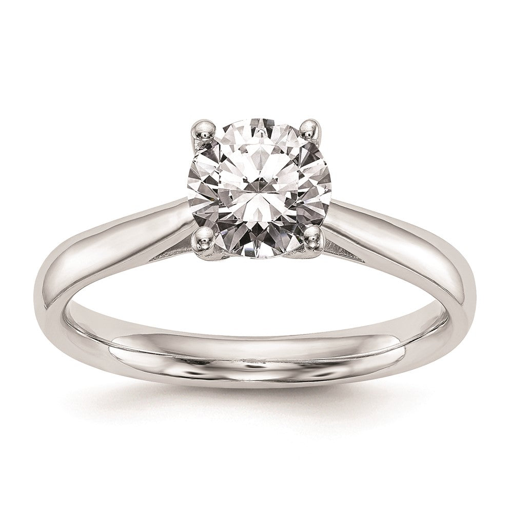 14k White Gold 1 carat (6.50 mm) 4-Prong with Heart Round Solitaire Engagement Ring Mounting
