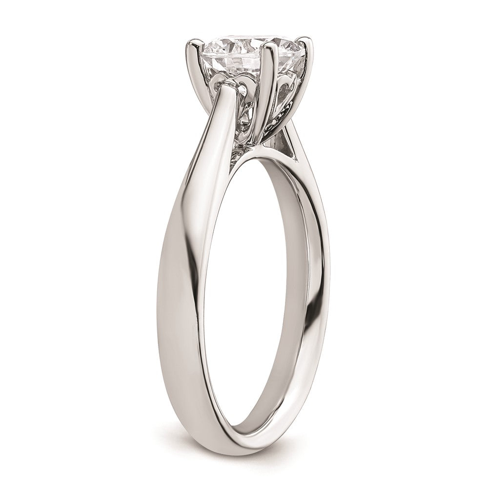 14k White Gold 1.25 carat (7.00 mm) 4-Prong with Heart Round Solitaire Engagement Ring Mounting