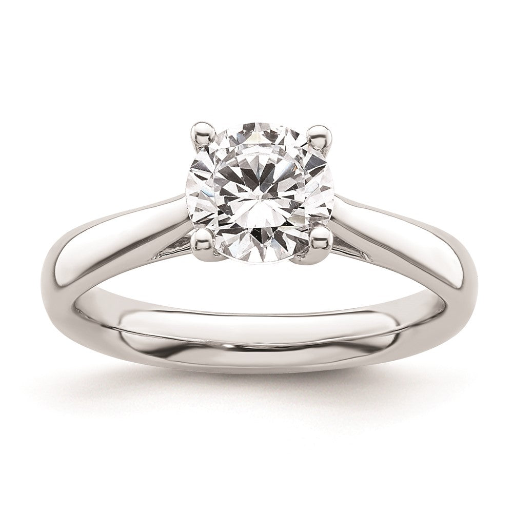 14k White Gold 1.25 carat (7.00 mm) 4-Prong with Heart Round Solitaire Engagement Ring Mounting