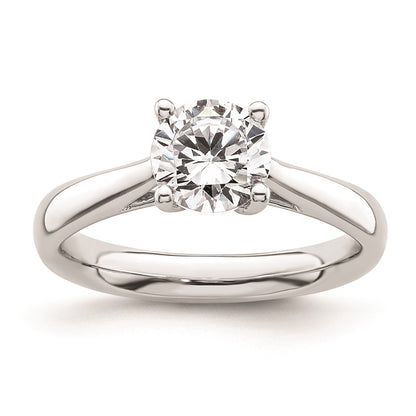 14k White Gold 1.25 carat (7.00 mm) 4-Prong with Heart Round Solitaire Engagement Ring Mounting