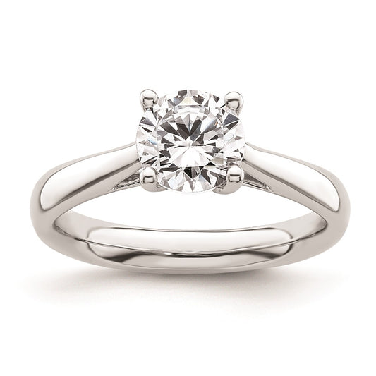 14k White Gold 1.25 carat (7.00 mm) 4-Prong with Heart Round Solitaire Engagement Ring Mounting