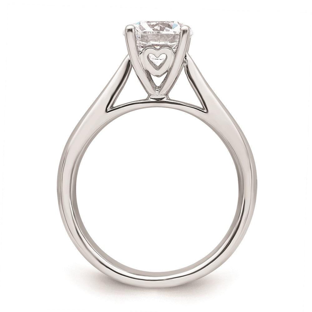 14k White Gold 1.5 carat (7.50 mm) 4-Prong with Heart Round Solitaire Engagement Ring Mounting