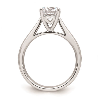 14k White Gold 1.5 carat (7.50 mm) 4-Prong with Heart Round Solitaire Engagement Ring Mounting