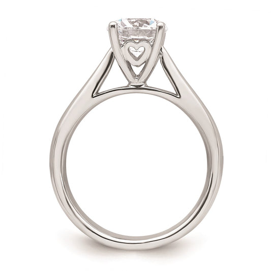 14k White Gold 1.5 carat (7.50 mm) 4-Prong with Heart Round Solitaire Engagement Ring Mounting