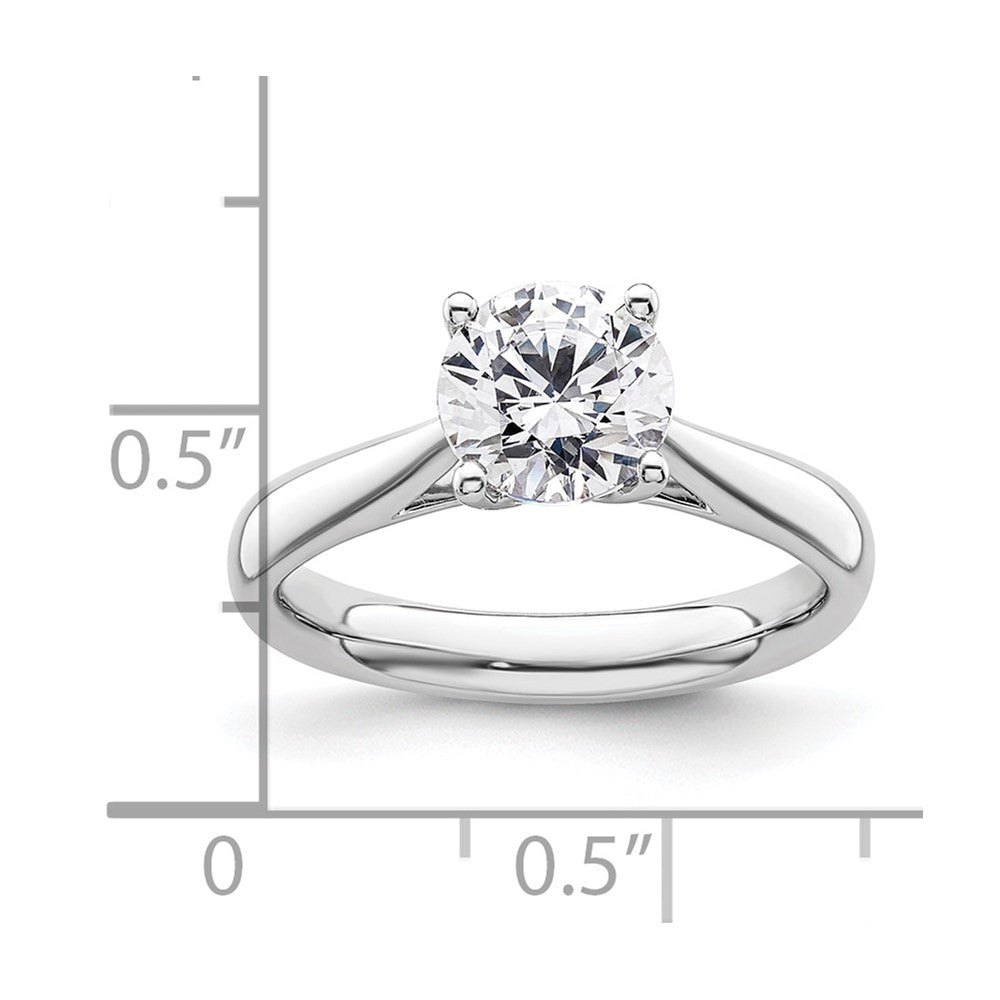 14k White Gold 1.5 carat (7.50 mm) 4-Prong with Heart Round Solitaire Engagement Ring Mounting