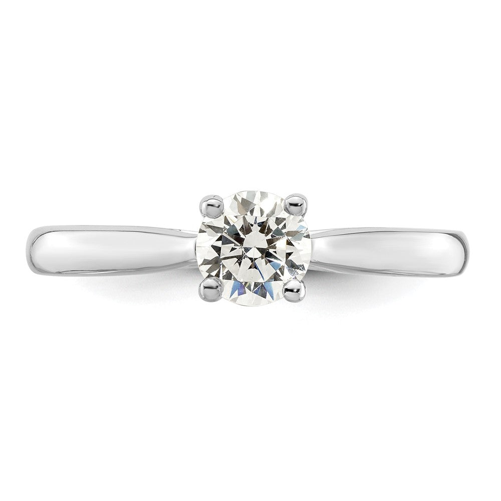 14k White Gold (Holds 1/2 carat (5.20 mm) Round) 4-Prong with .03 carat Diamond Semi-Mount Engagement Ring