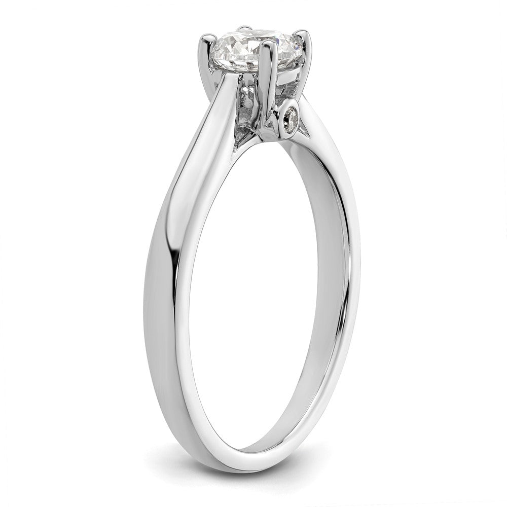 14k White Gold (Holds 1/2 carat (5.20 mm) Round) 4-Prong with .03 carat Diamond Semi-Mount Engagement Ring