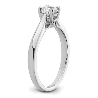 14k White Gold (Holds 1/2 carat (5.20 mm) Round) 4-Prong with .03 carat Diamond Semi-Mount Engagement Ring