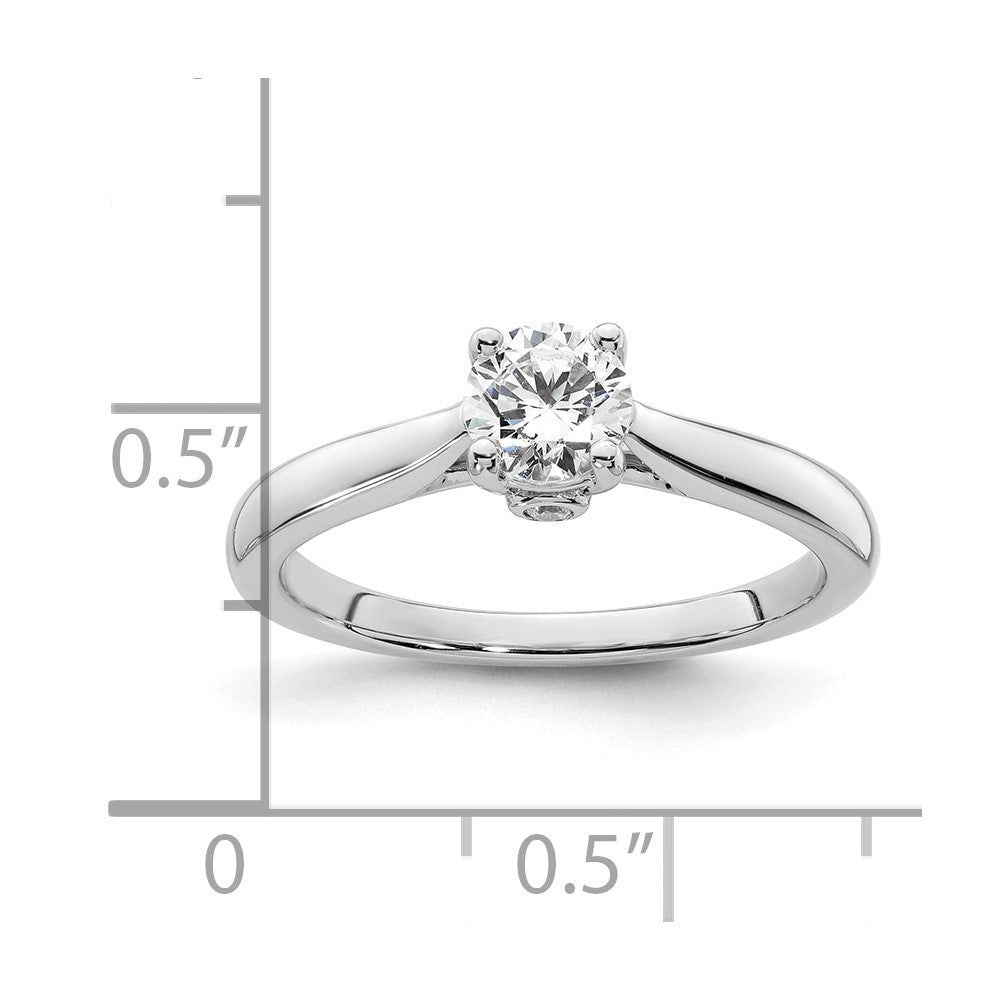 14k White Gold (Holds 1/2 carat (5.20 mm) Round) 4-Prong with .03 carat Diamond Semi-Mount Engagement Ring