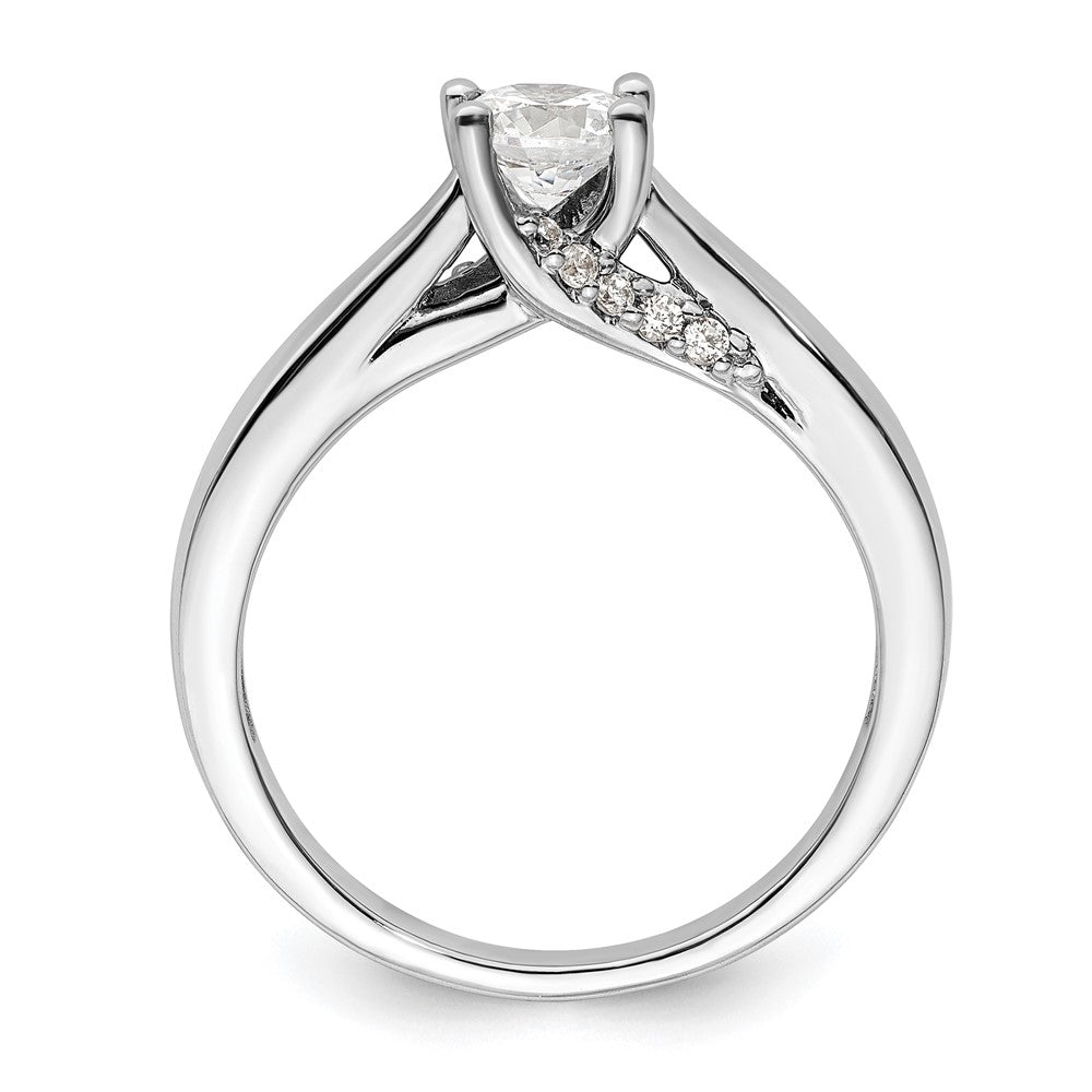 14k White Gold (Holds 1/2 carat (5.20 mm) Round) 4-Prong with 1/15 carat Diamond Semi-Mount Engagement Ring