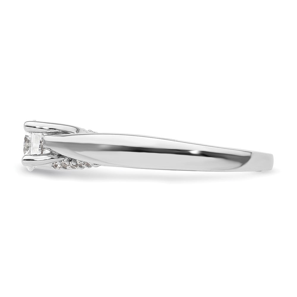 14k White Gold (Holds 1/2 carat (5.20 mm) Round) 4-Prong with 1/15 carat Diamond Semi-Mount Engagement Ring