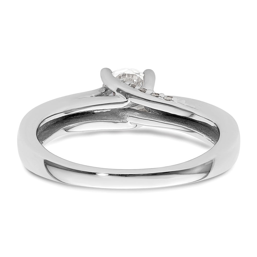 14k White Gold (Holds 1/2 carat (5.20 mm) Round) 4-Prong with 1/15 carat Diamond Semi-Mount Engagement Ring