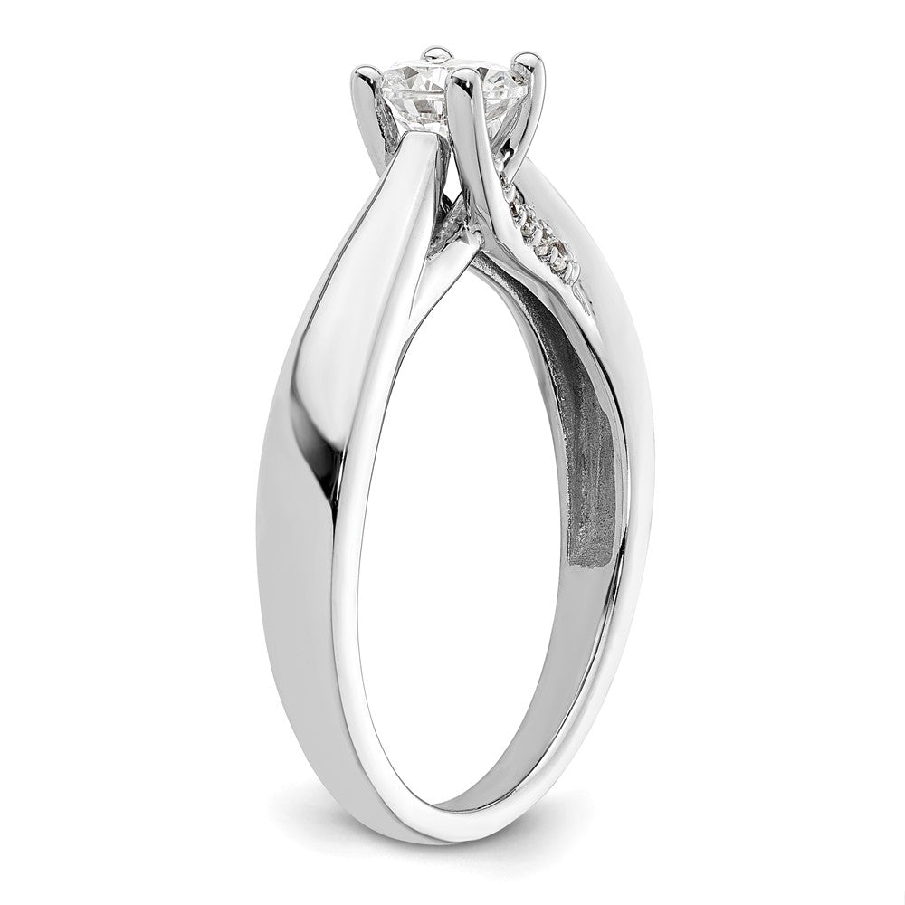 14k White Gold (Holds 1/2 carat (5.20 mm) Round) 4-Prong with 1/15 carat Diamond Semi-Mount Engagement Ring