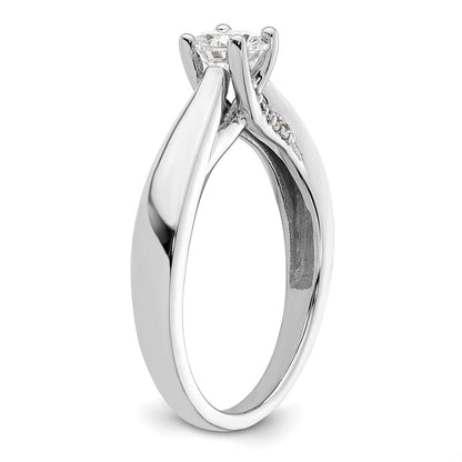 14k White Gold (Holds 1/2 carat (5.20 mm) Round) 4-Prong with 1/15 carat Diamond Semi-Mount Engagement Ring