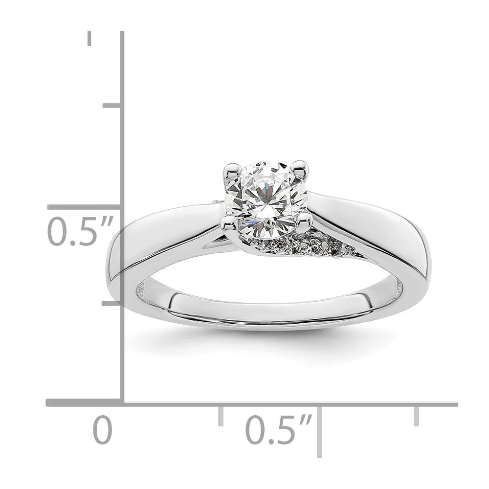 14k White Gold (Holds 1/2 carat (5.20 mm) Round) 4-Prong with 1/15 carat Diamond Semi-Mount Engagement Ring