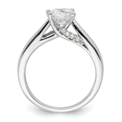 14k White Gold (Holds 1.25 carat (7.00 mm) Round) 4-Prong with 1/15 carat Diamond Semi-Mount Engagement Ring
