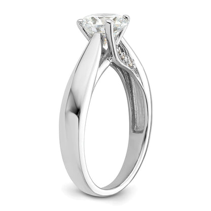 14k White Gold (Holds 1.25 carat (7.00 mm) Round) 4-Prong with 1/15 carat Diamond Semi-Mount Engagement Ring