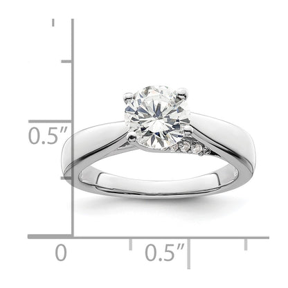 14k White Gold (Holds 1.25 carat (7.00 mm) Round) 4-Prong with 1/15 carat Diamond Semi-Mount Engagement Ring