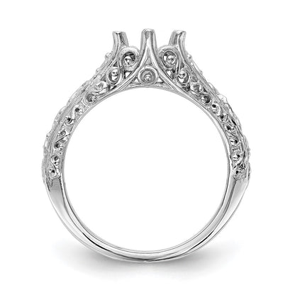 14k White Gold 1 carat (6.50 mm) 6-Prong Vintage Round Solitaire Engagement Ring Mounting
