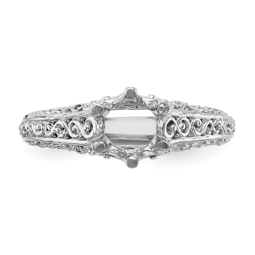 14k White Gold 1 carat (6.50 mm) 6-Prong Vintage Round Solitaire Engagement Ring Mounting
