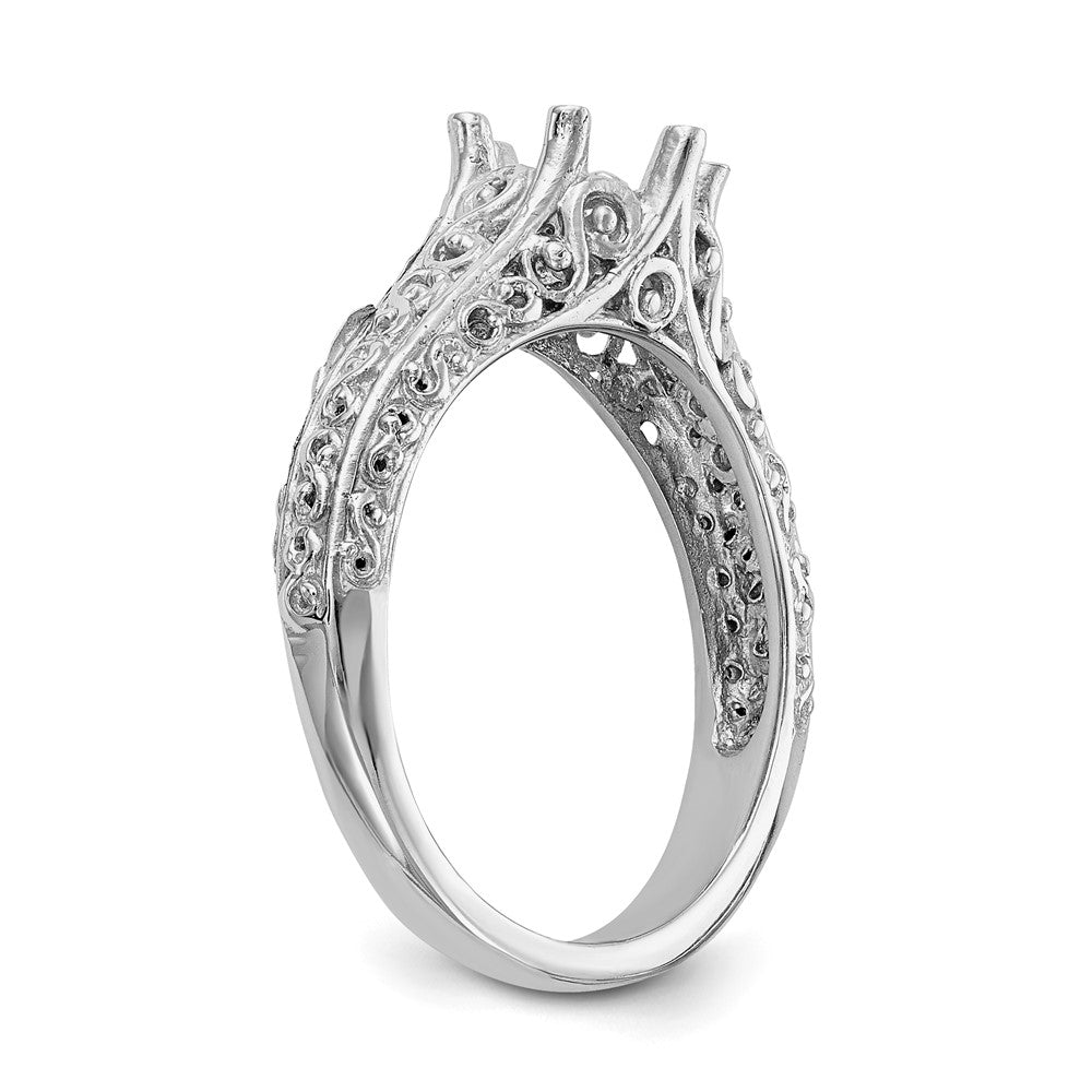 14k White Gold 1 carat (6.50 mm) 6-Prong Vintage Round Solitaire Engagement Ring Mounting