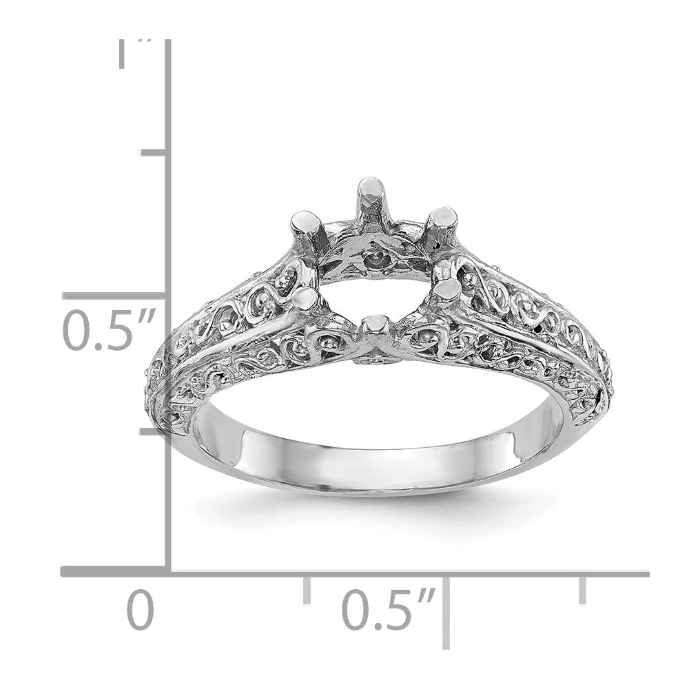 14k White Gold 1 carat (6.50 mm) 6-Prong Vintage Round Solitaire Engagement Ring Mounting