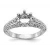 14k White Gold 1 carat (6.50 mm) 6-Prong Vintage Round Solitaire Engagement Ring Mounting