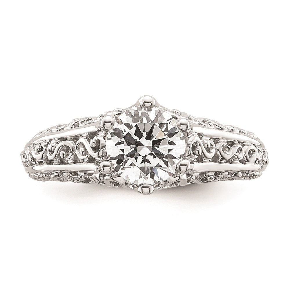 14k White Gold 1.25 carat (7.00 mm) 6-Prong Vintage Round Solitaire Engagement Ring Mounting