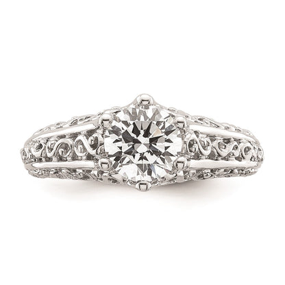 14k White Gold 1.25 carat (7.00 mm) 6-Prong Vintage Round Solitaire Engagement Ring Mounting