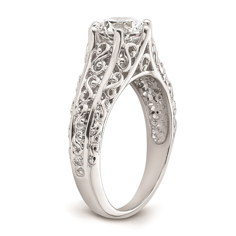 14k White Gold 1.25 carat (7.00 mm) 6-Prong Vintage Round Solitaire Engagement Ring Mounting