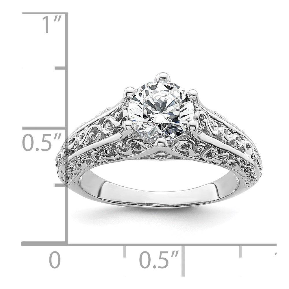 14k White Gold 1.25 carat (7.00 mm) 6-Prong Vintage Round Solitaire Engagement Ring Mounting