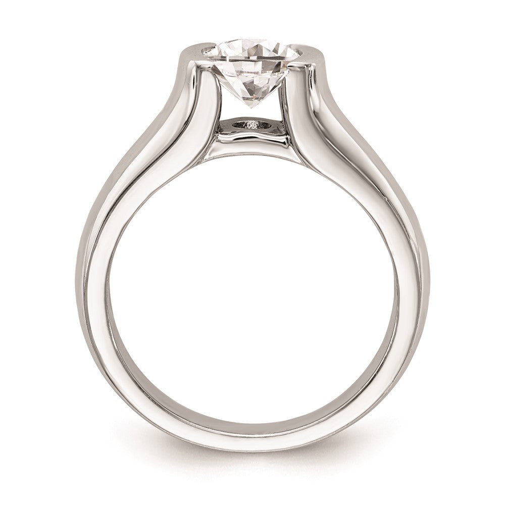 14k White Gold 3/4 carat (5.80 mm) Half-Bezel Round Solitaire Engagement Ring Mounting