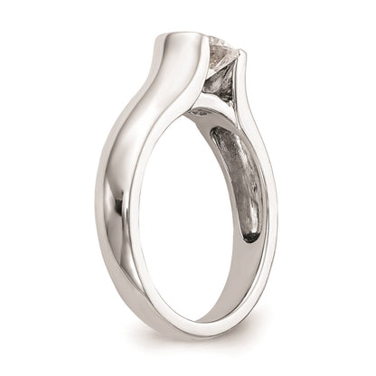 14k White Gold 1/2 carat (5.20 mm) Half-Bezel Round Solitaire Engagement Ring Mounting
