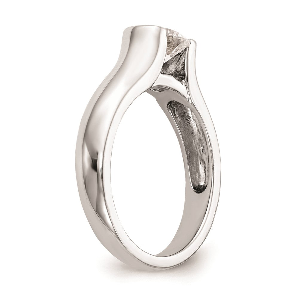 14k White Gold 3/4 carat (5.80 mm) Half-Bezel Round Solitaire Engagement Ring Mounting