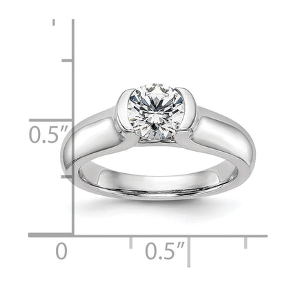 14k White Gold 3/4 carat (5.80 mm) Half-Bezel Round Solitaire Engagement Ring Mounting